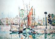 Paul Signac La Rochelle - Boats and House Spain oil painting artist